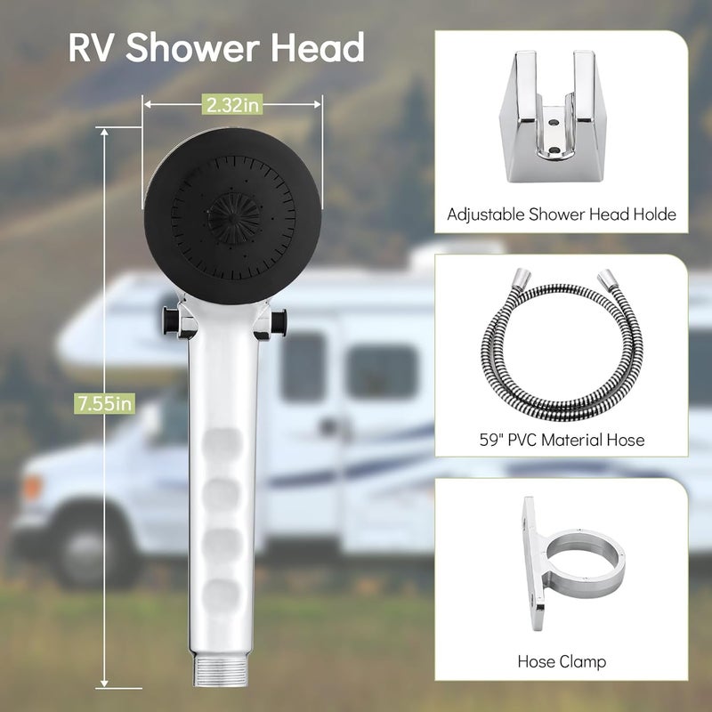 gcbcrit RV Shower Faucet with Hose and Head, RV Outdoor Shower Kits, RV Tub Faucet with Shower Diverter Outdoor Shower Kit Fits for RV/Campers,Travel Trailer,Motorhome (Bathtub Faucet Kit, Chrome) - Image 2